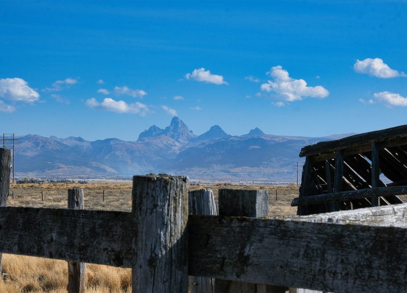 antique shed on Butterfly Flats Teton Mountains view