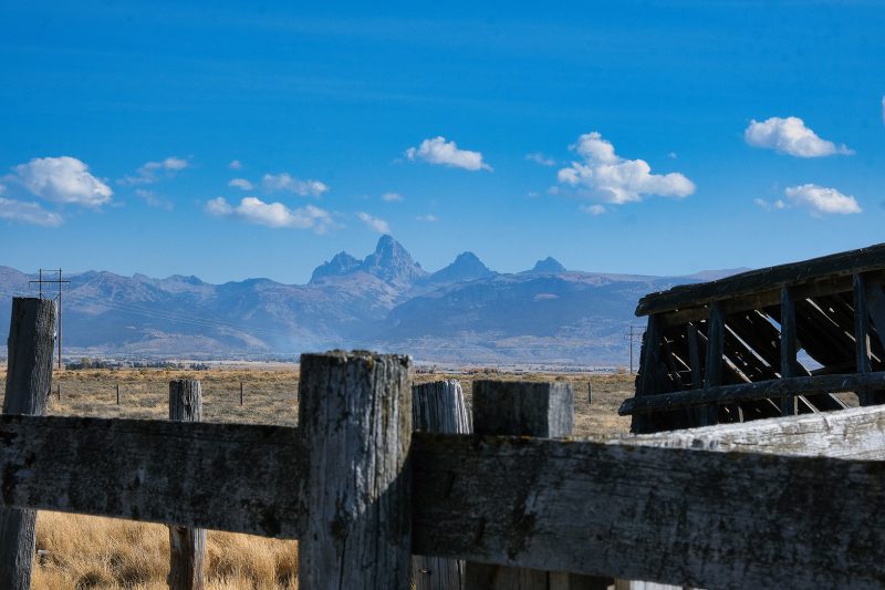antique shed on Butterfly Flats Teton Mountains view